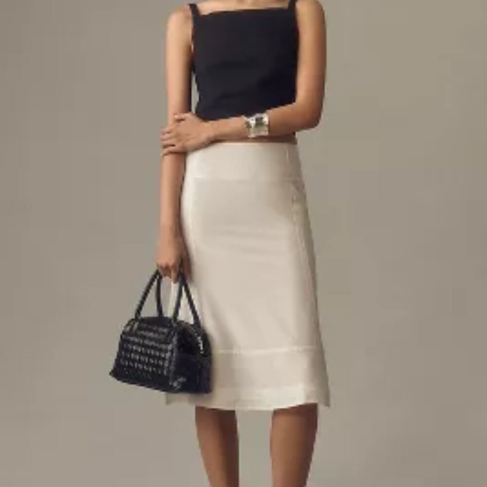 Anthropologie Sheer Seamed Fluted Midi Skirt (NEW